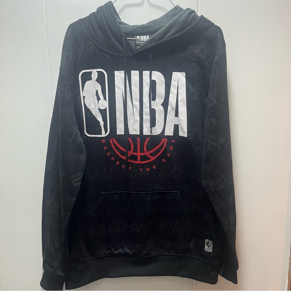 NBA‎ 'Respect the Game' Mens Size Medium Black Pullover Hoodie Sweatshirt NEW
